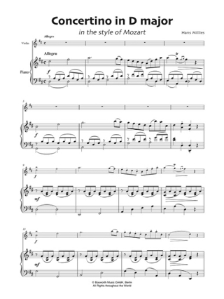 Concertino en Ré Maj. In Style Of Mozart - Hans Millies - Partition